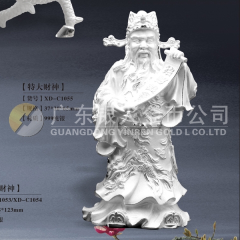 招財(cái)進(jìn)寶財(cái)神純銀擺件、純銀財(cái)神像擺件