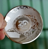 招商證券公司20周年純銀銀盤制作,純銀紀(jì)念盤,銀盤定做