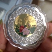 純銀鑲純金月餅、銀包金月餅批發(fā)定制