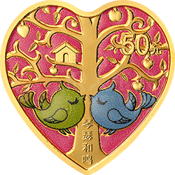 2021吉祥文化金銀紀念幣3克心形金質(zhì)紀念幣