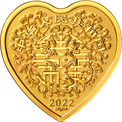 2022吉祥文化金銀紀(jì)念幣3克心形金質(zhì)紀(jì)念幣